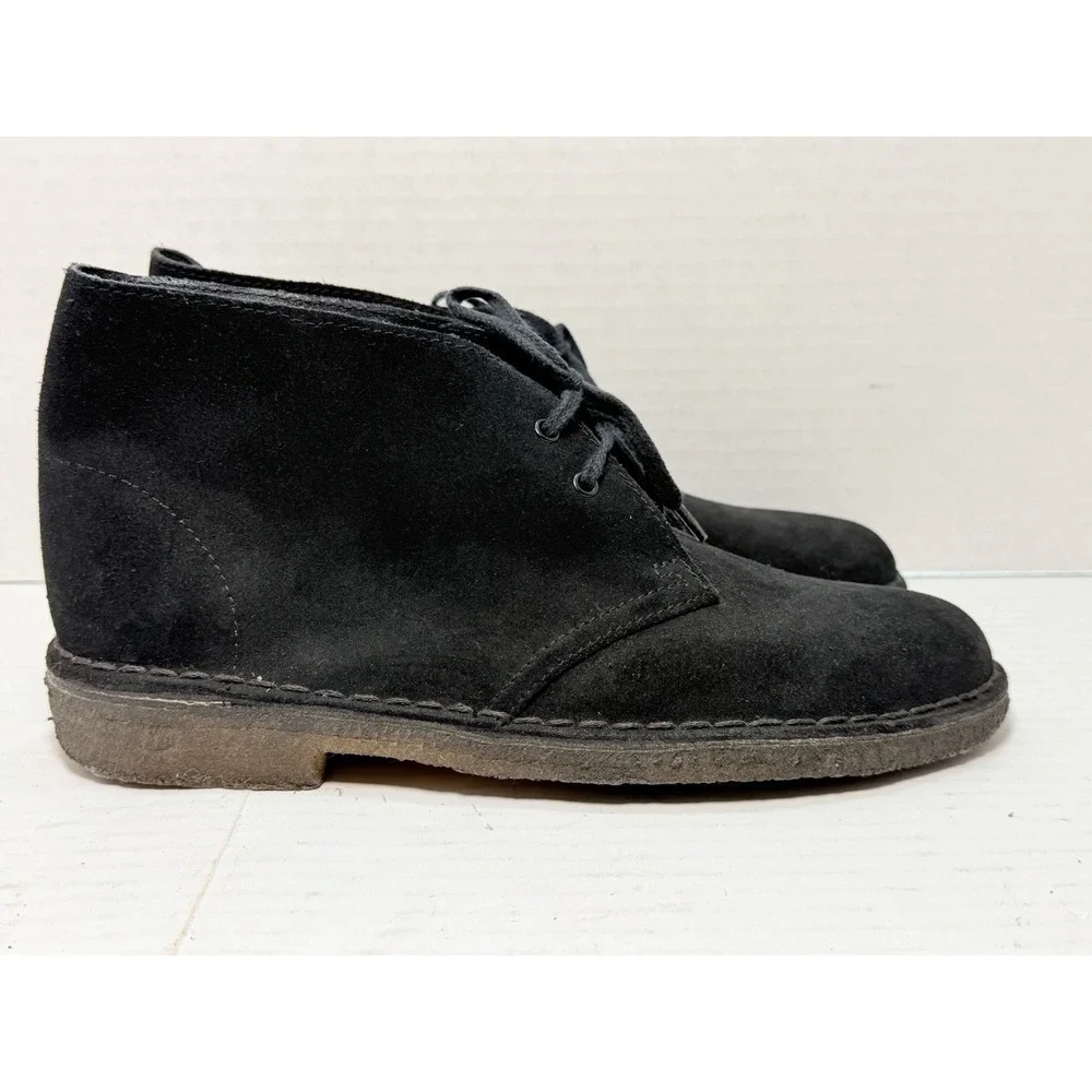 Clarks Originals Desert Boot‎ Black Suede Crepe Sole Men's Size 7.5 US